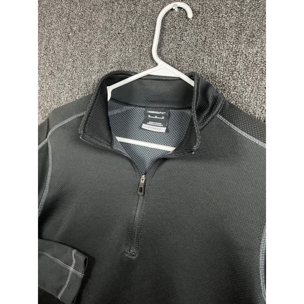 Nike Golf Mens Therma-FIT Quarter Zip Pullover Black Textured Knit Size M